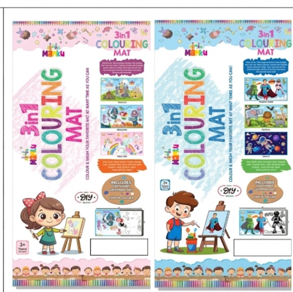 3-in-1 Washable Colouring Mat set