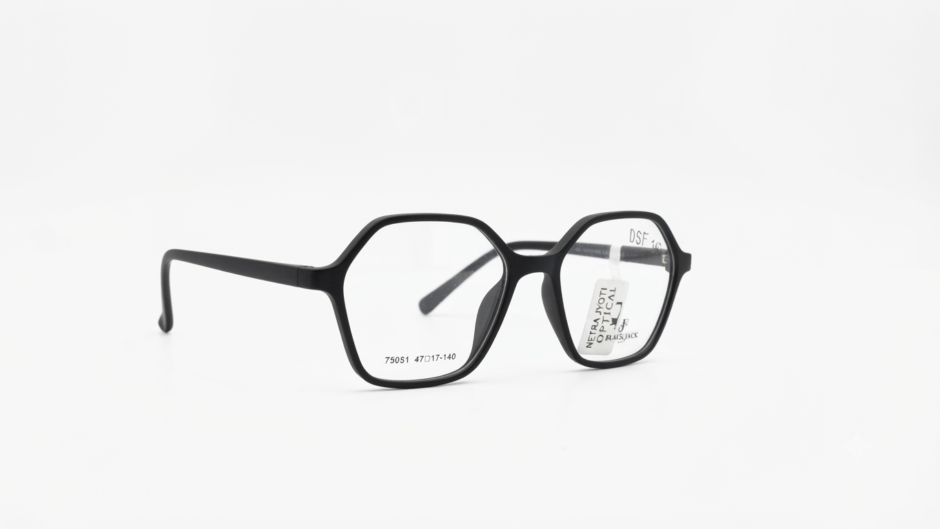 BLACK JACK Matte Black Geometric Optical Frames