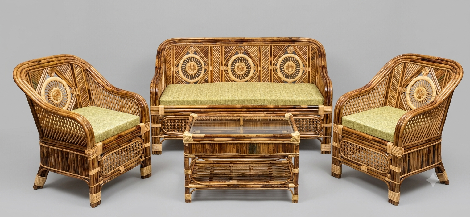 The Medallion Lattice Bamboo Living Suite