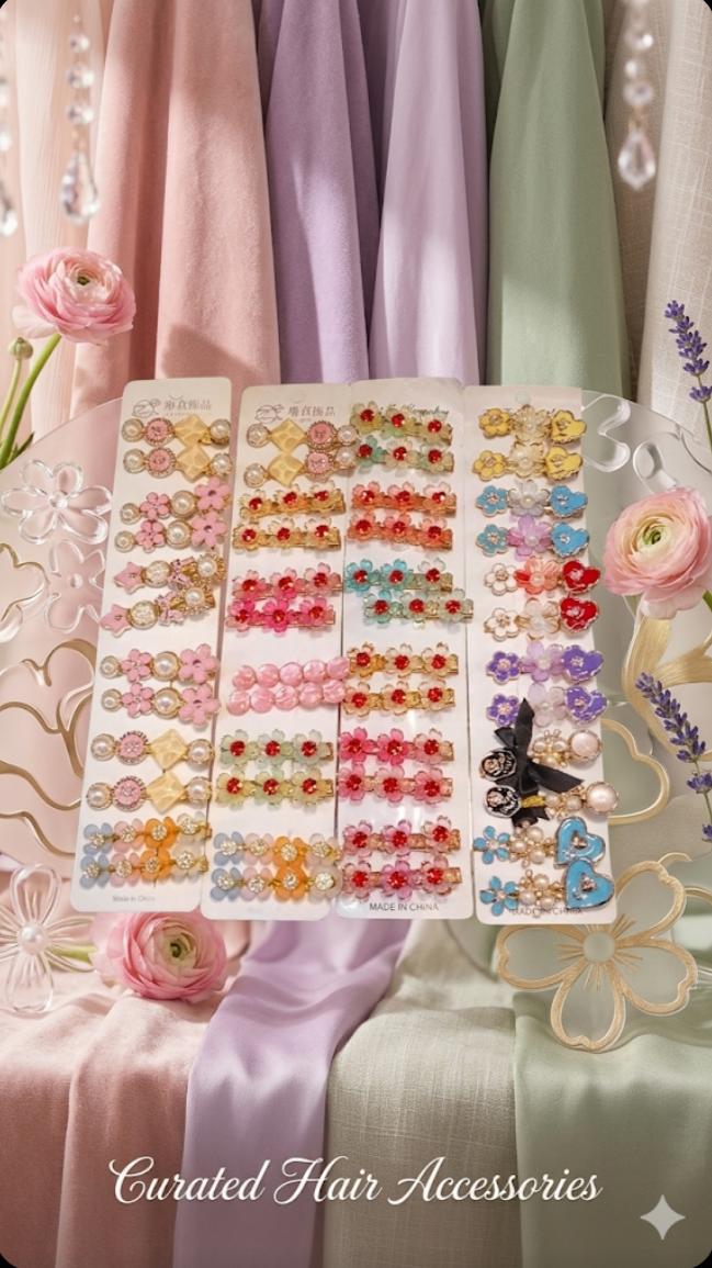 Pastel Bloom" Floral Hair Clip Collection