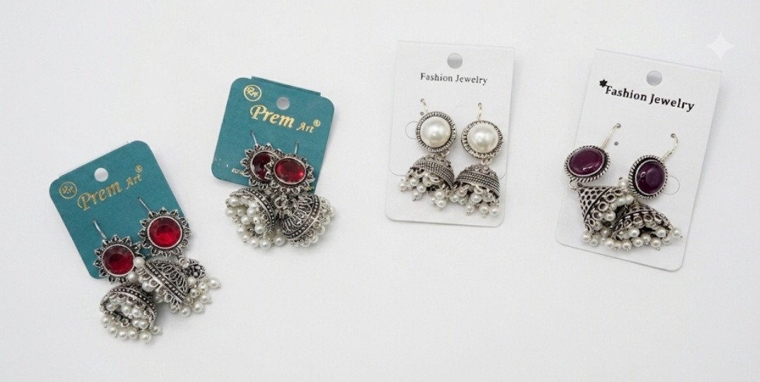 Traditional Oxidized Silver Jhumka Earrings