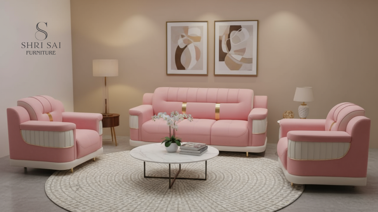 The Roseé Luxe Premium Sofa Set (An elegant 3+1+1 configuration by Shri Sai Furniture)