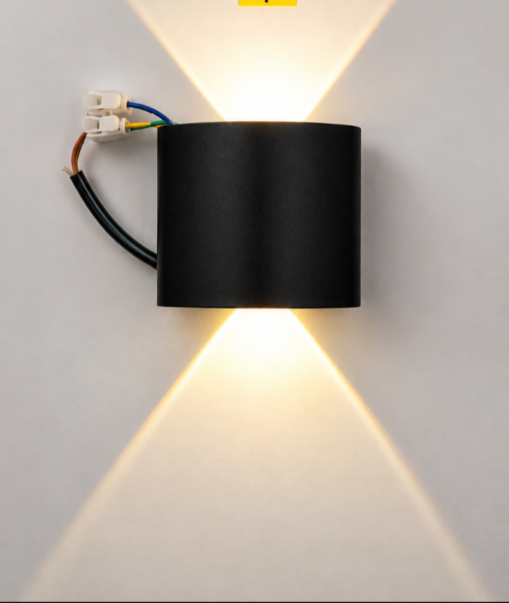 matte black cylindrical wall light