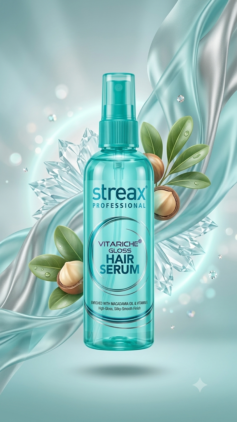 Streax Professional Vitariche Gloss Hair Serum - Enriched with Macadamia Oil & Vitamin E