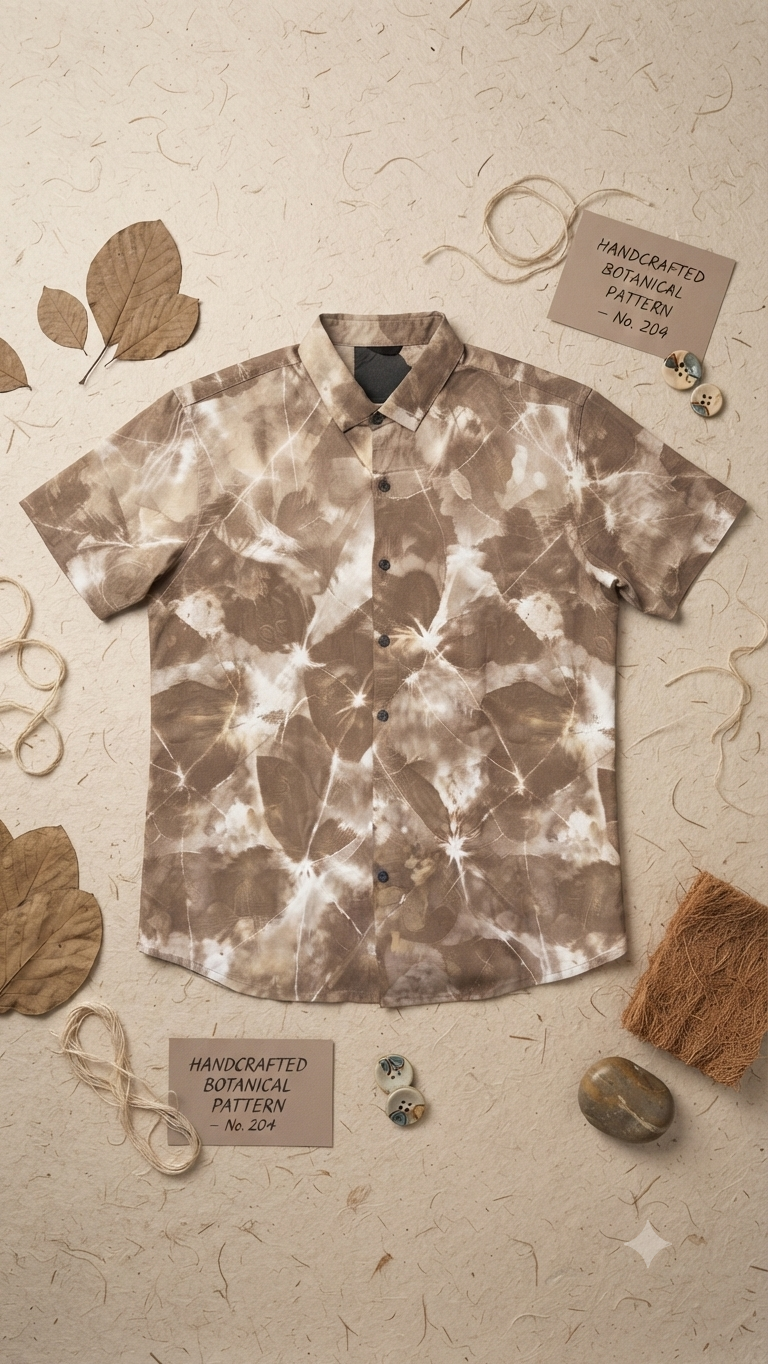 Men's Brown Botanical Print Casual Shirt