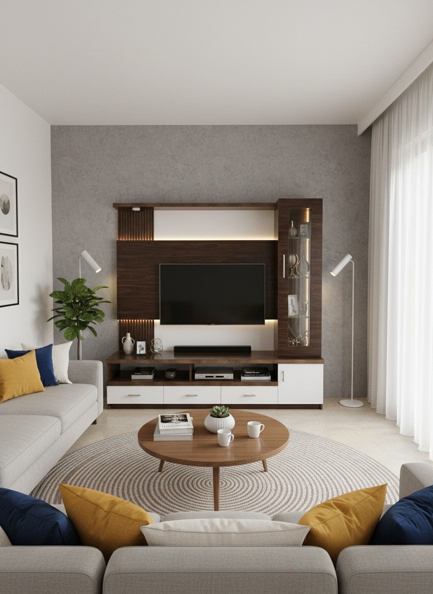 Aero Lighted Glass & Walnut Entertainment Unit