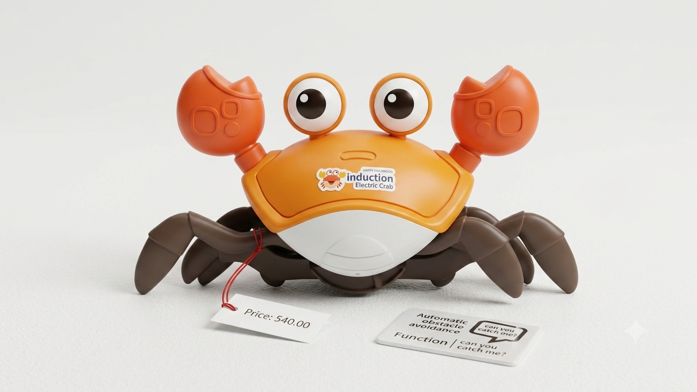 The product is an "Induction Electric Crab" toy