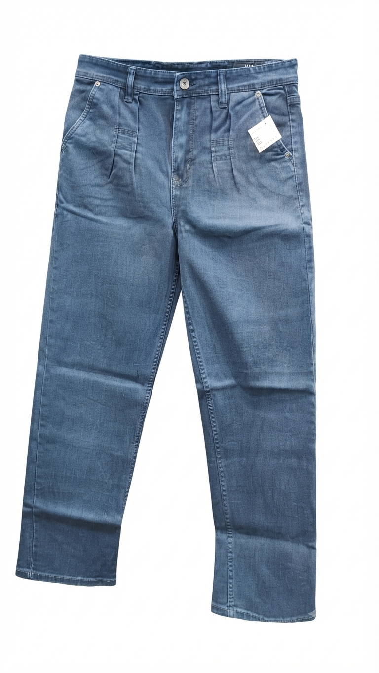 Men's Medium-Wash Blue Full-Baggy Denim Jeans
