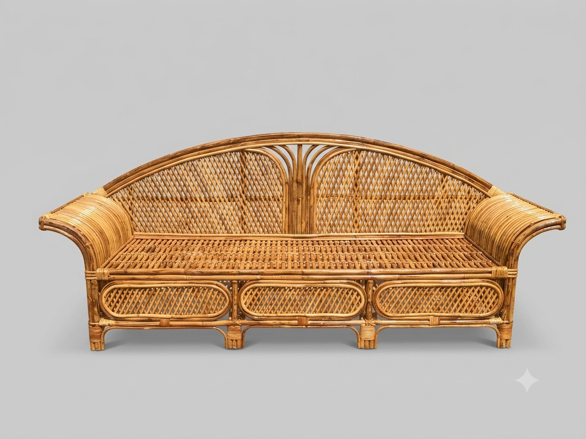 The "Artesia" Handwoven Arched Rattan Sofa