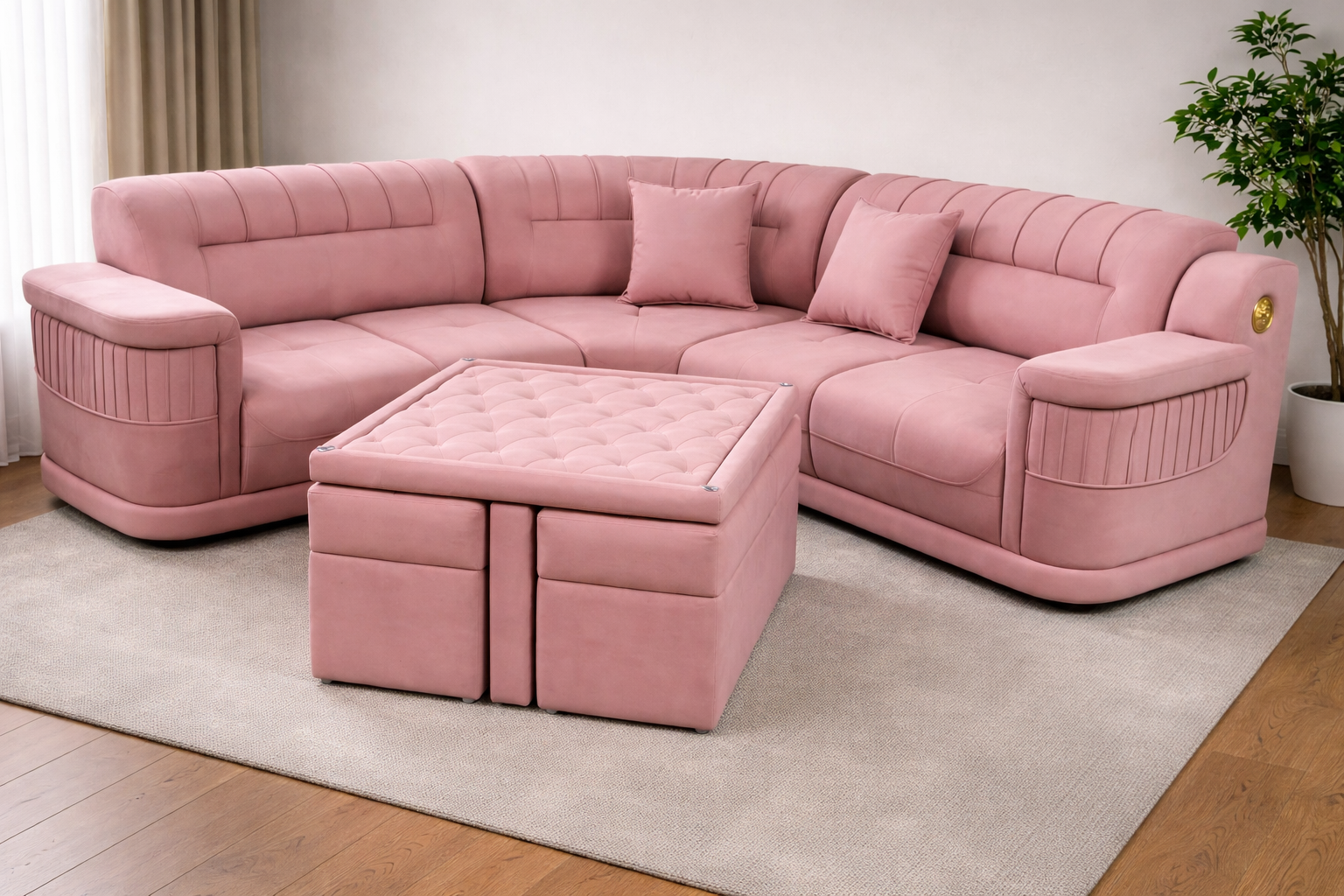 PINK LION MODEL SOFA WITH MINI COFFEE TABLE