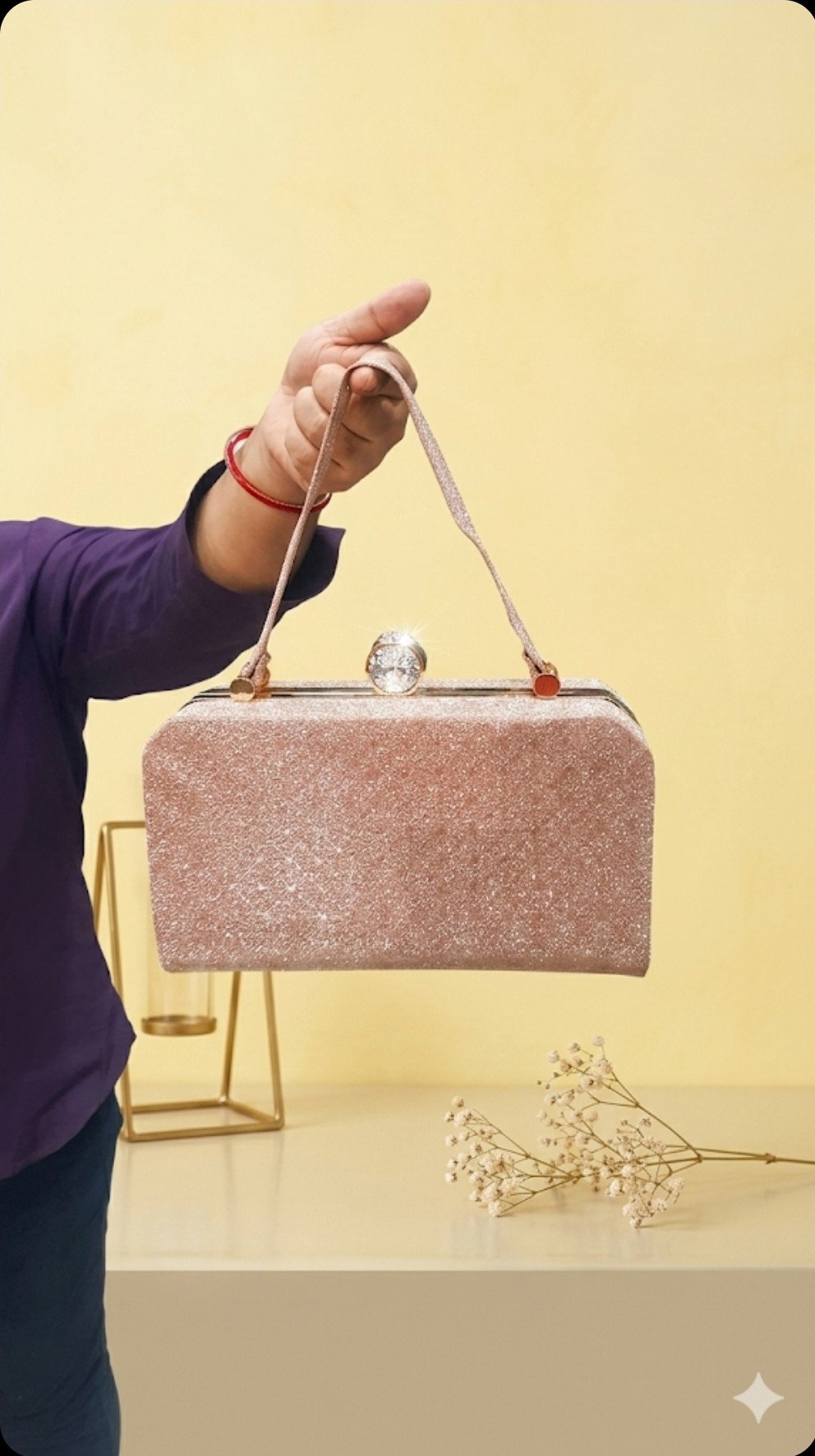 Shimmering Rose Gold Evening Clutch