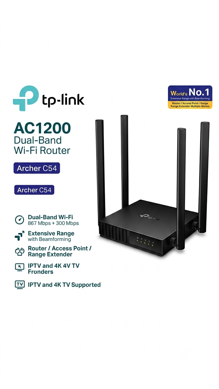 TP-Link Archer C54 AC1200 Dual-Band Wi-Fi Route