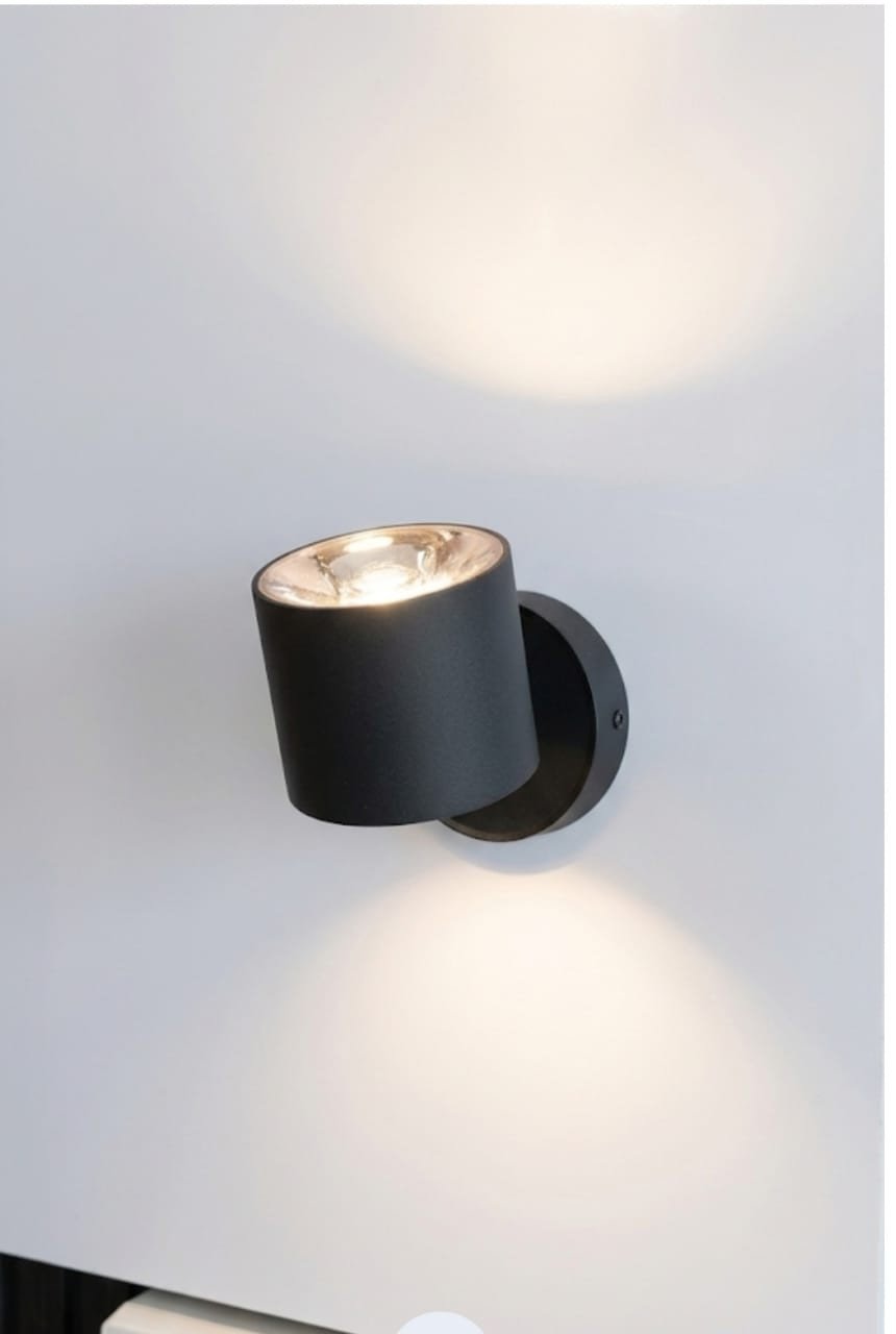 Modern Matte Black Adjustable Wall-Mounted LED Spotlight