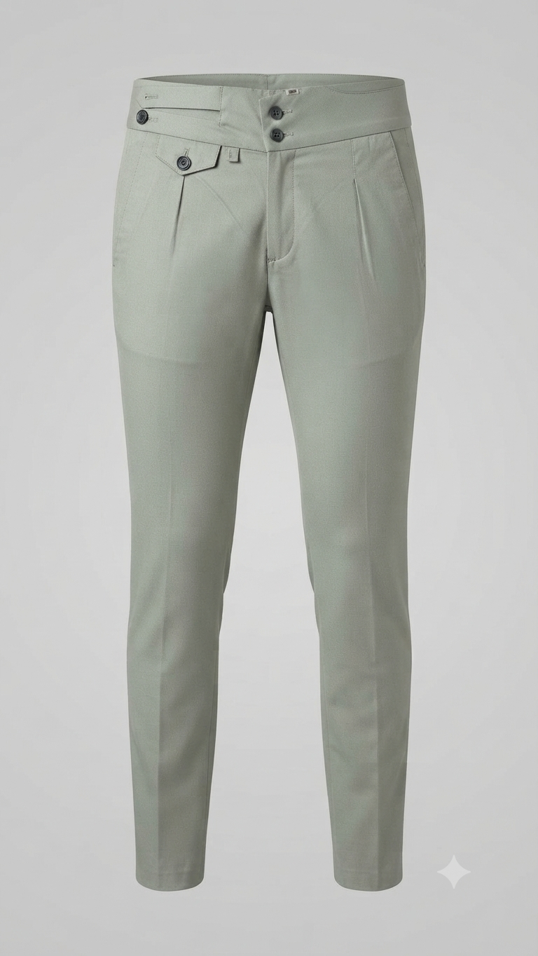 Men's Light Grey Slim-Fit Cargo-Style Trousers