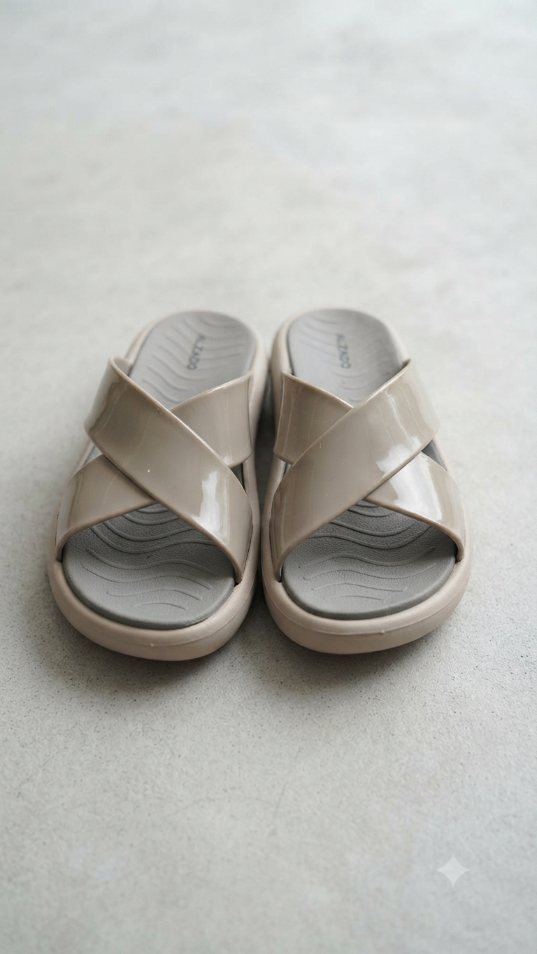 Alzado Cloud-Step Cross-Strap Slides - Taupe