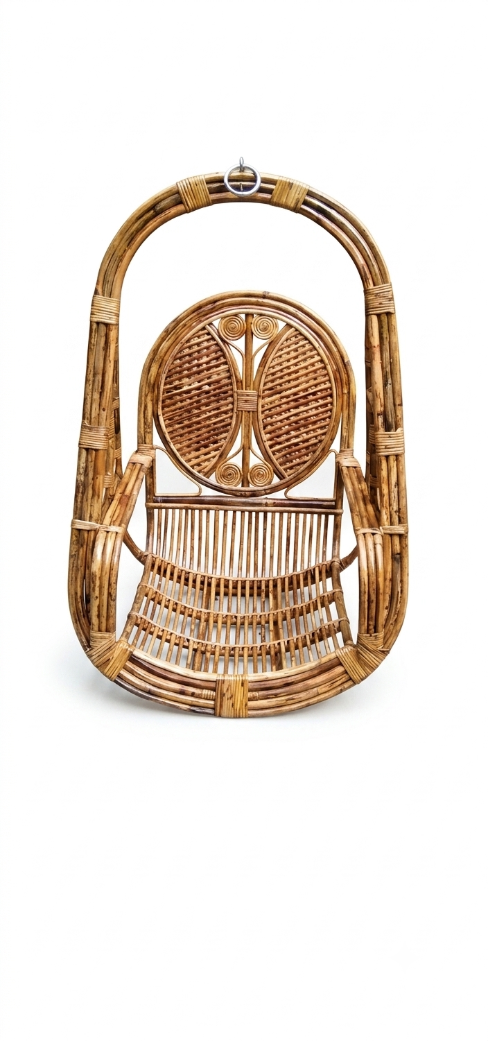 Circular-Back Rattan Hanging Swing Chair