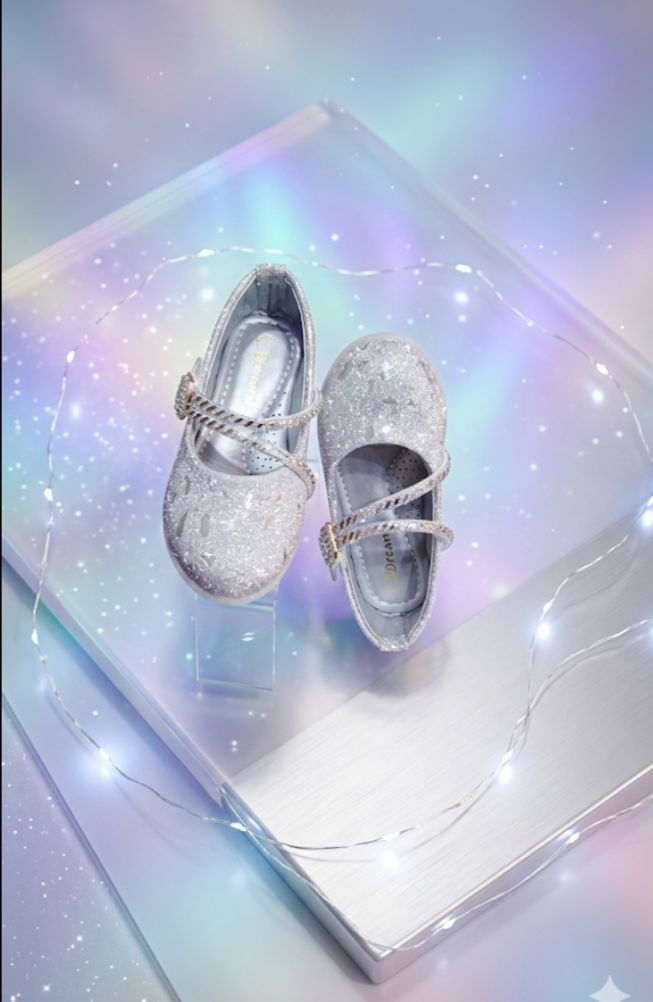 Silver Glitter Mary Jane Flats