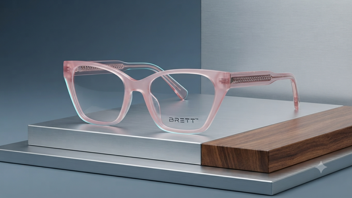 Brett Eyewear Pink Translucent Cat-Eye Optical Frames