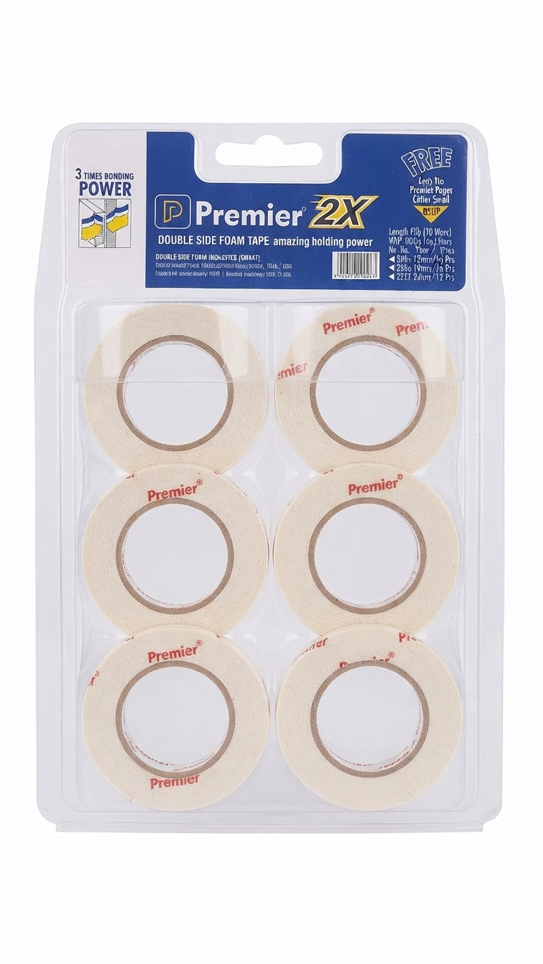 Premier 2X Double Side Foam Tape (Amazing Holding Power - Multi-Roll Pack)