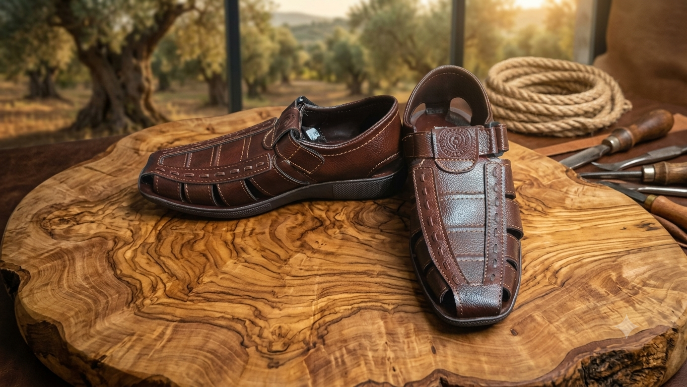 Men's Brown Closed-Toe Leather Fisherman Sandals