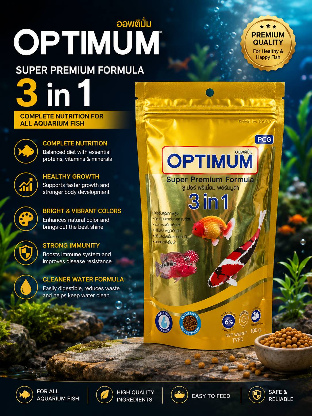 Optimum 3 in 1 Super Premium Fish Food