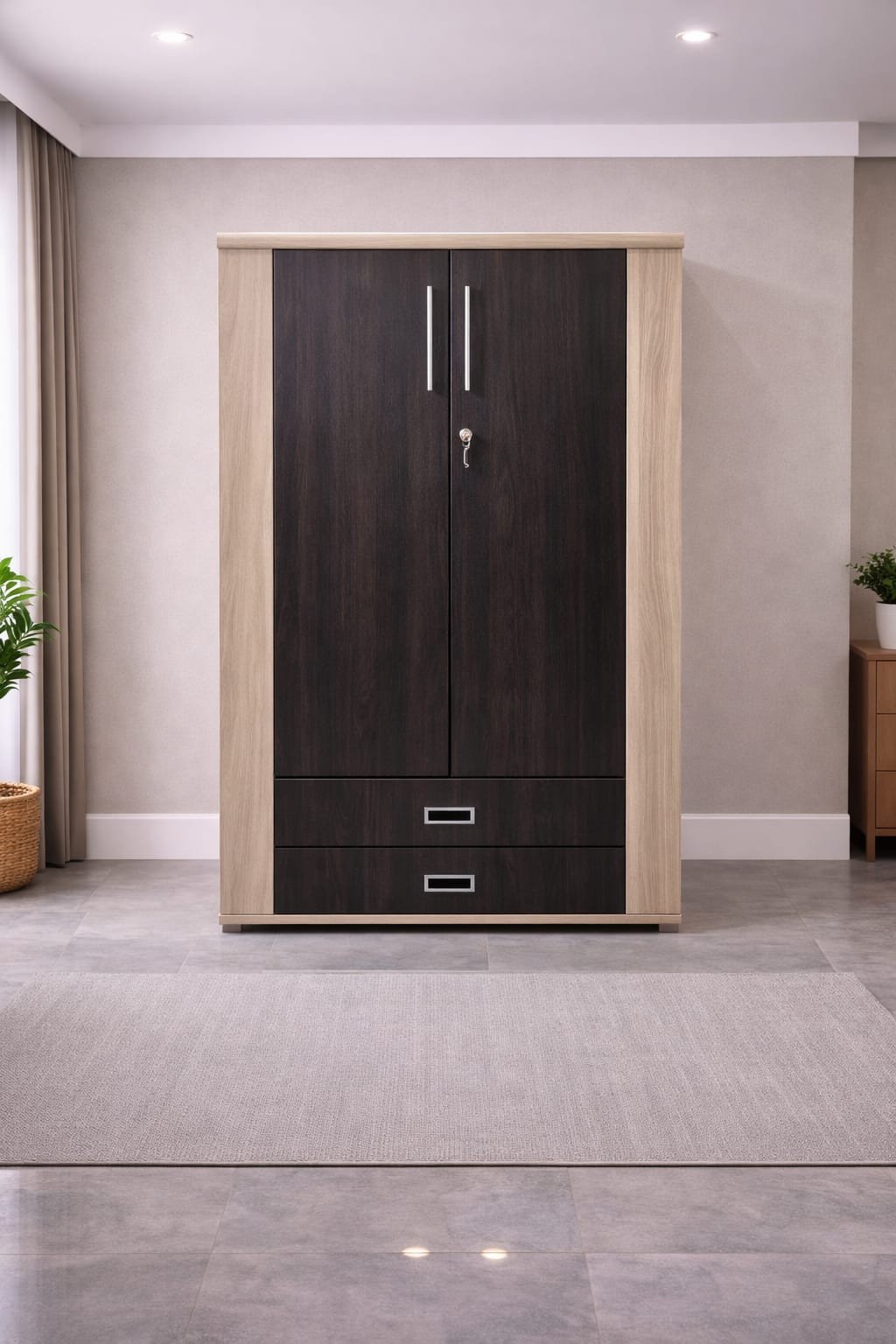 Modern Dual-Tone Wardrobe with Integrated Drawers