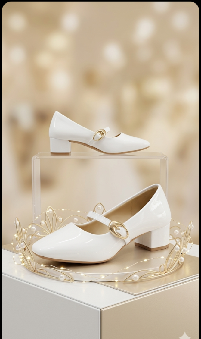 Ivory Patent Mary Jane Pumps