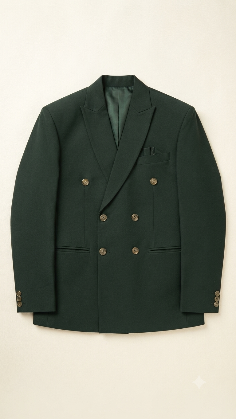 Dark Green Double-Breasted Blazer