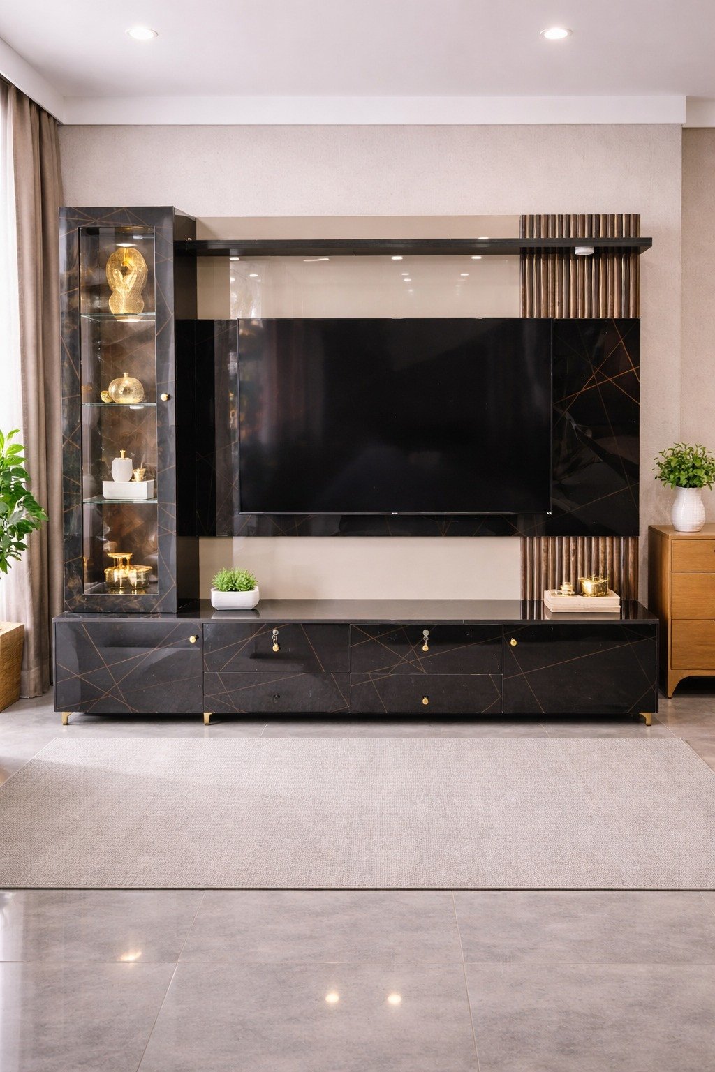 The Onyx & Gold Luxe Media Wall