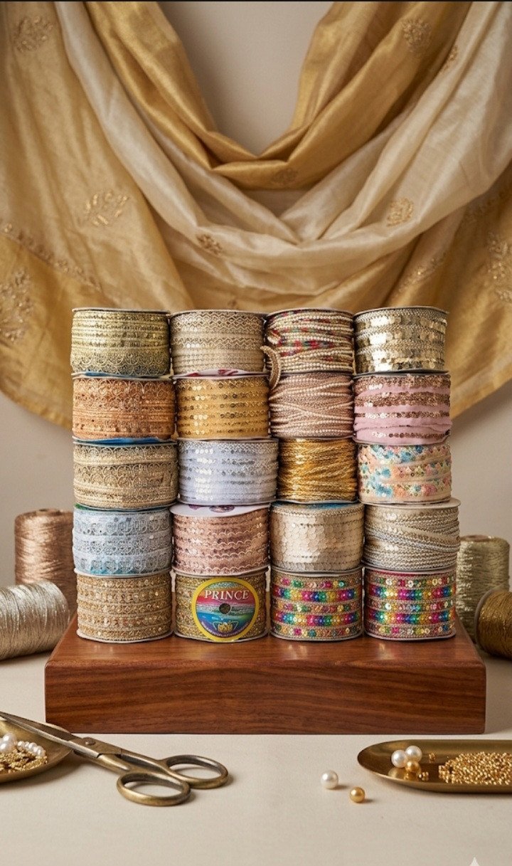 Premium Festive Zari & Sequin Designer Lace Roll Collection