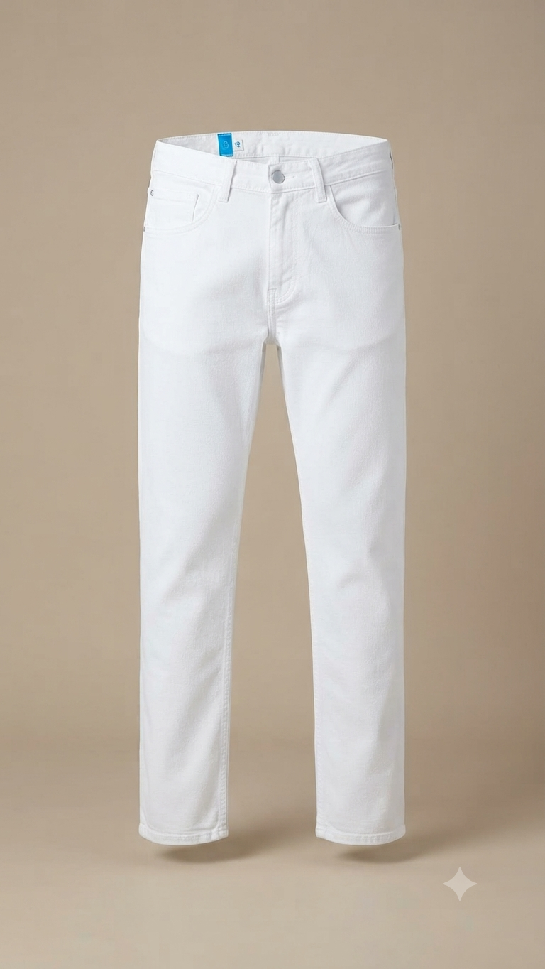 Men's White Slim-Fit Denim Jeans