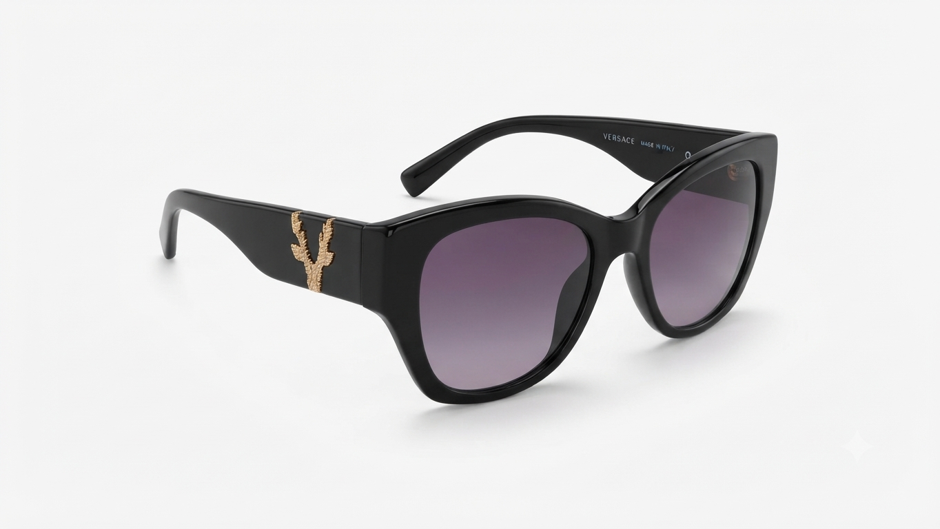 Versace Women's Medusa Stud Cat-Eye Sunglasses in Black