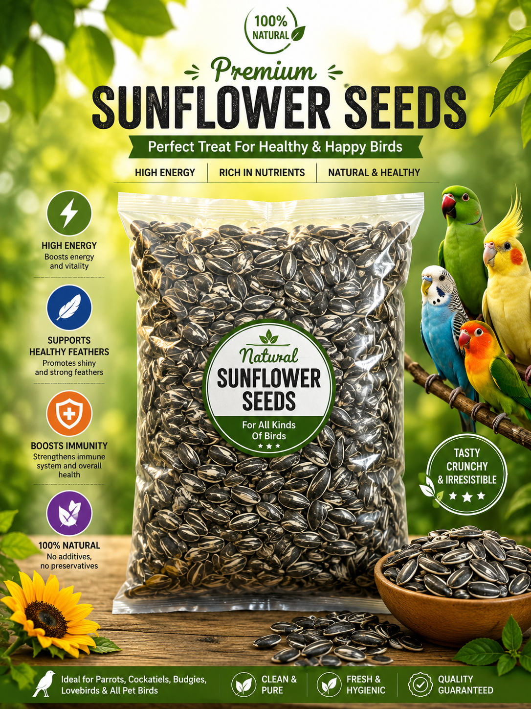 Natural Premium Sunflower Seeds for Birds