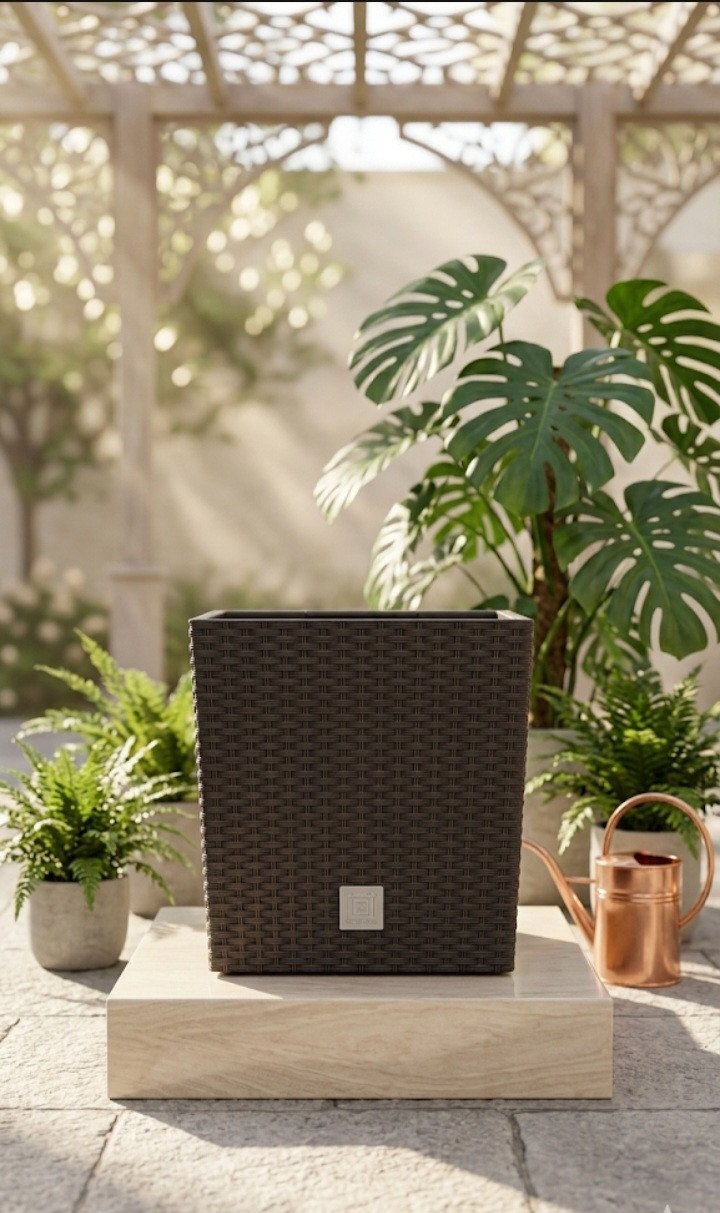 The "Malibu" Woven Resin Cube Planter