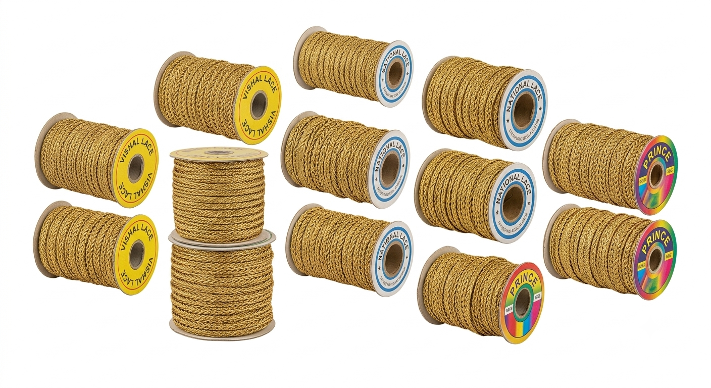 VISHAL LACE & NATIONAL LACE Braided Metallic Gimp Cord - Bulk Set